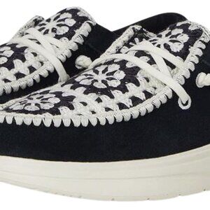 Hey Dude Women's Wendy Comf Suede Crochet Black/Multi 43108-0C4 Size 8